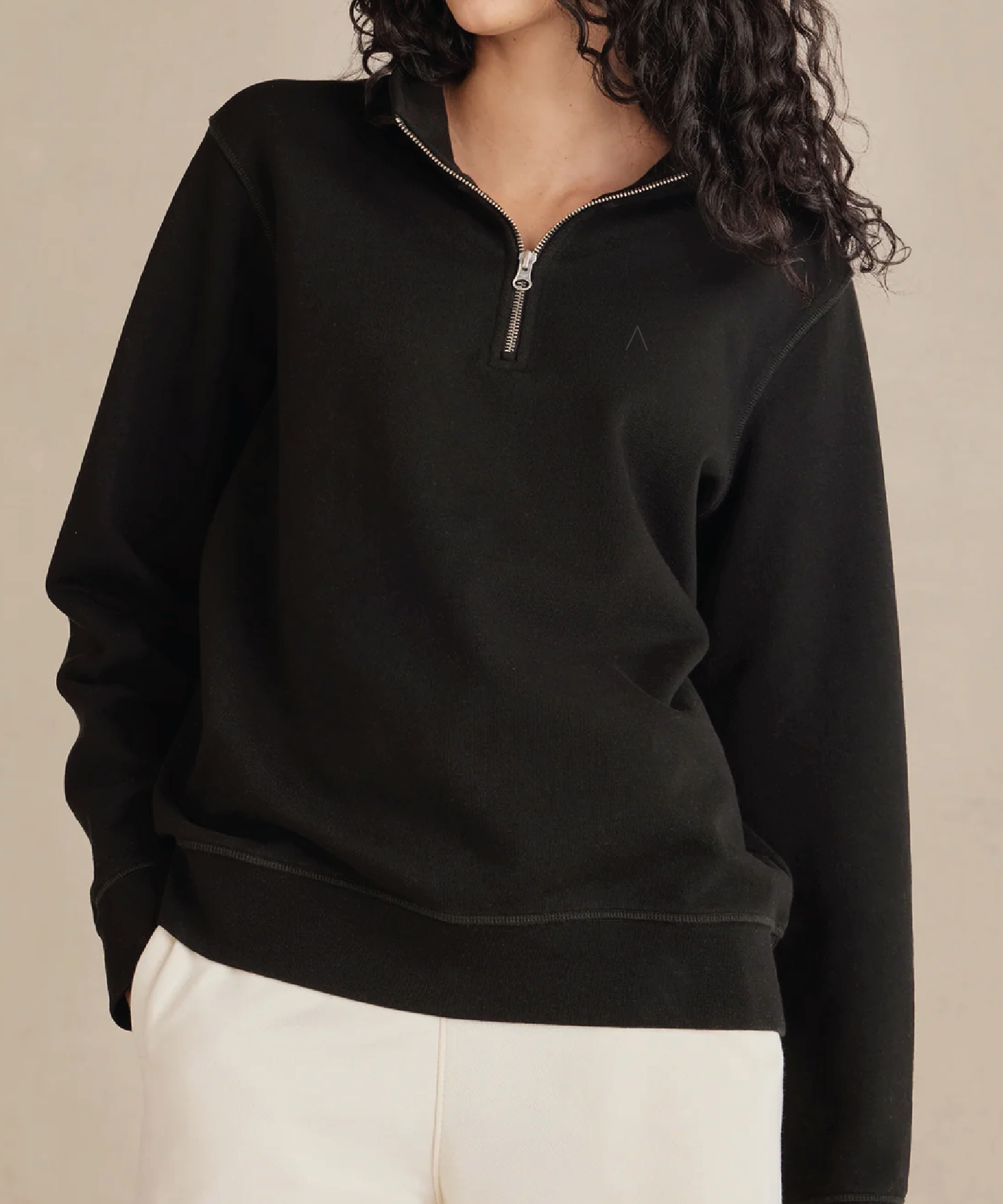 Cliffside (Black) Heavyweight Organic French Terry Quarter Zip