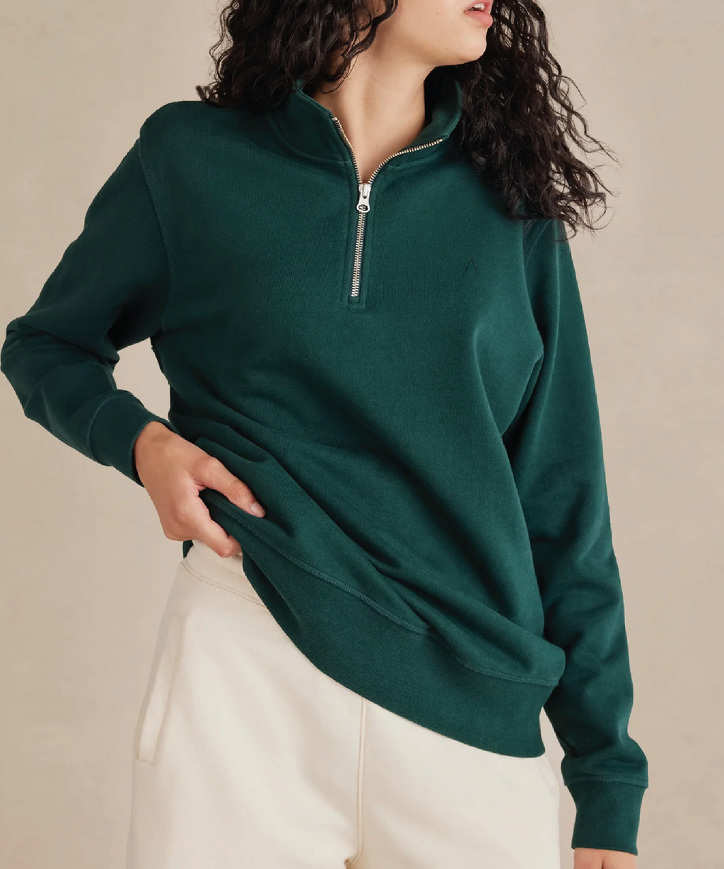 Cliffside (Pine) Heavyweight Organic French Terry Quarter Zip