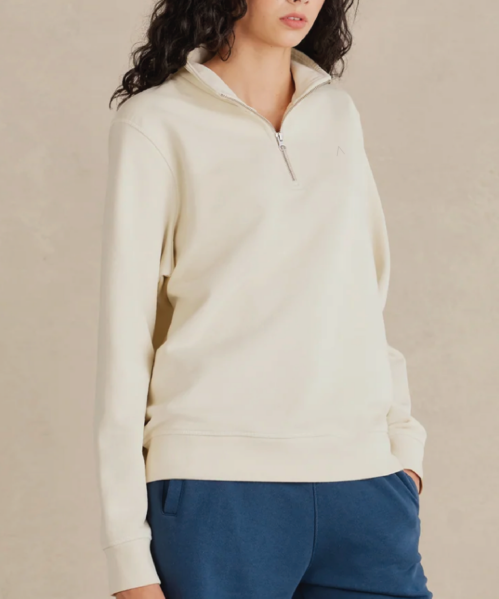 Cliffside (Parchment) Heavyweight Organic French Terry Quarter Zip