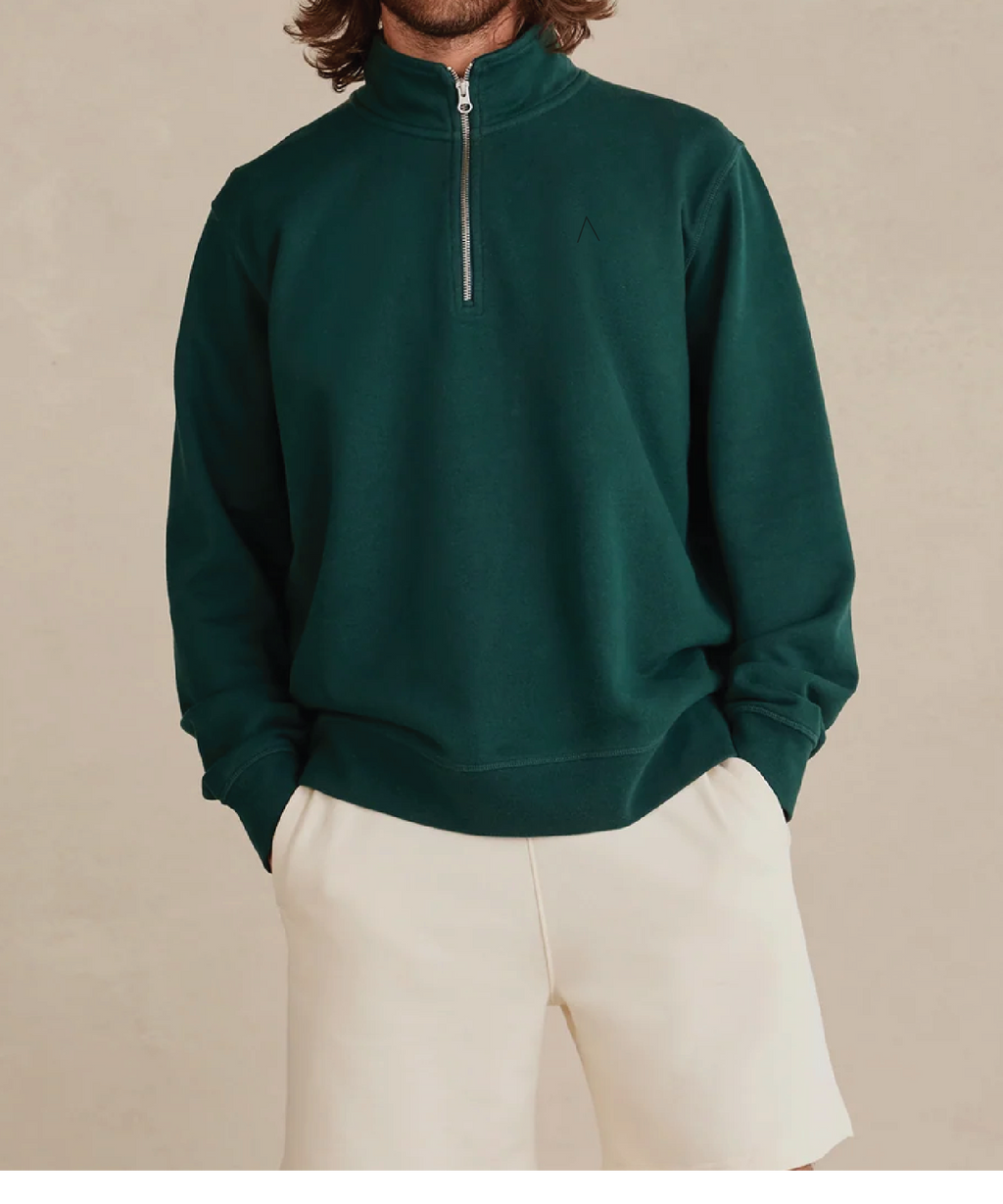Cliffside (Pine) Heavyweight Organic French Terry Quarter Zip