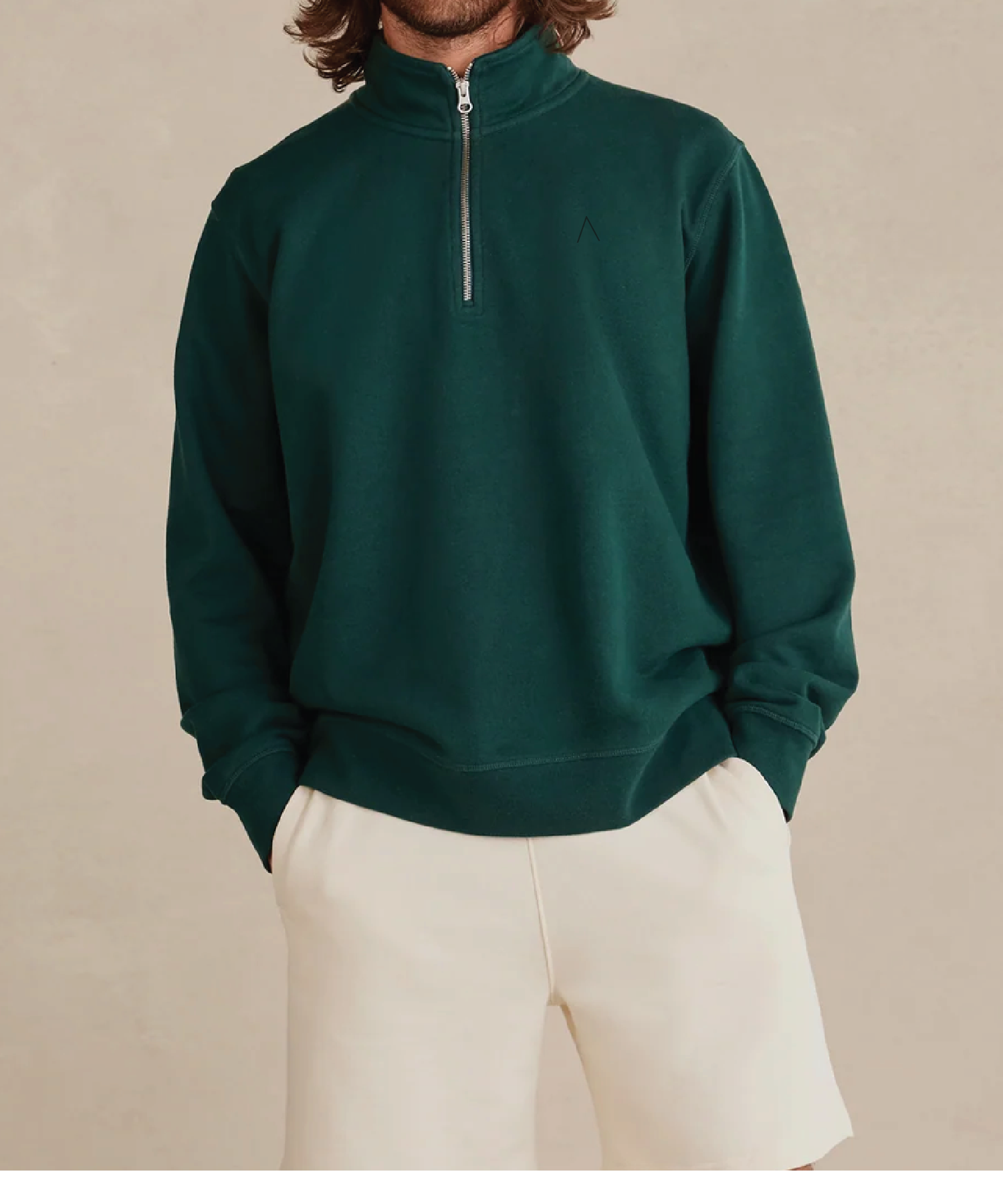 Cliffside (Pine) Heavyweight Organic French Terry Quarter Zip
