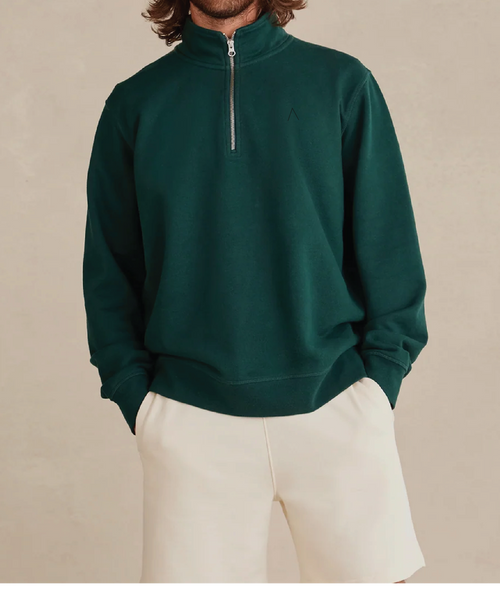 Cliffside (Pine) Heavyweight Organic French Terry Quarter Zip