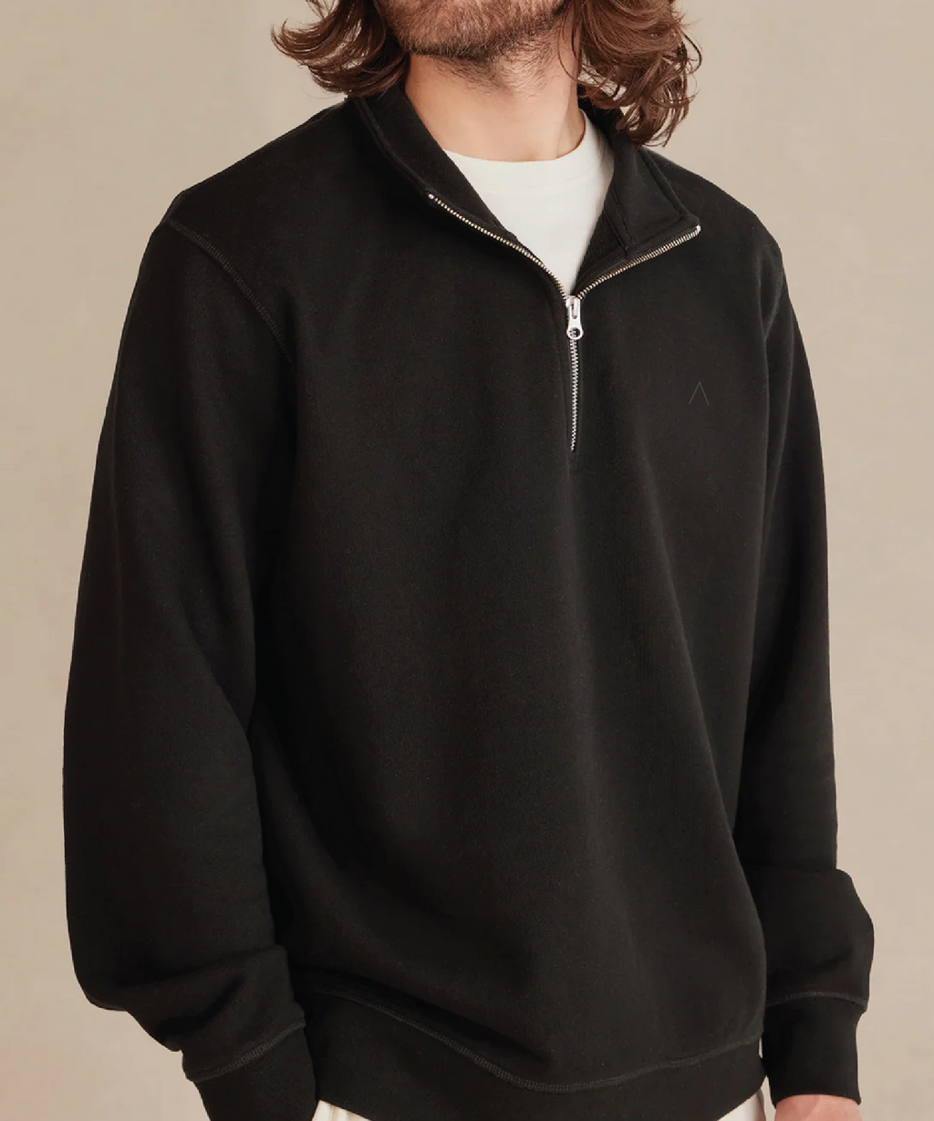 Cliffside (Black) Heavyweight Organic French Terry Quarter Zip