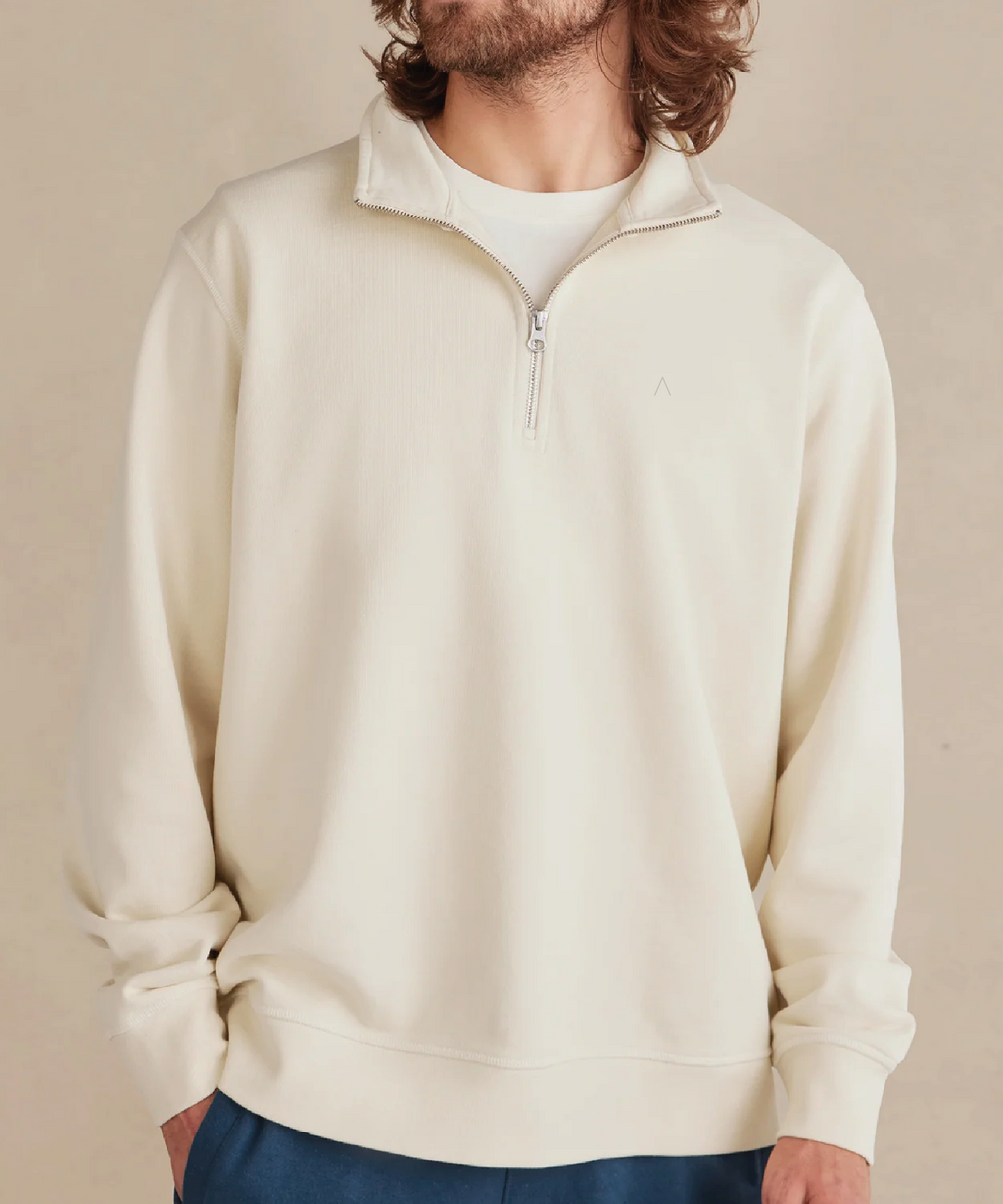 Cliffside (Parchment) Heavyweight Organic French Terry Quarter Zip