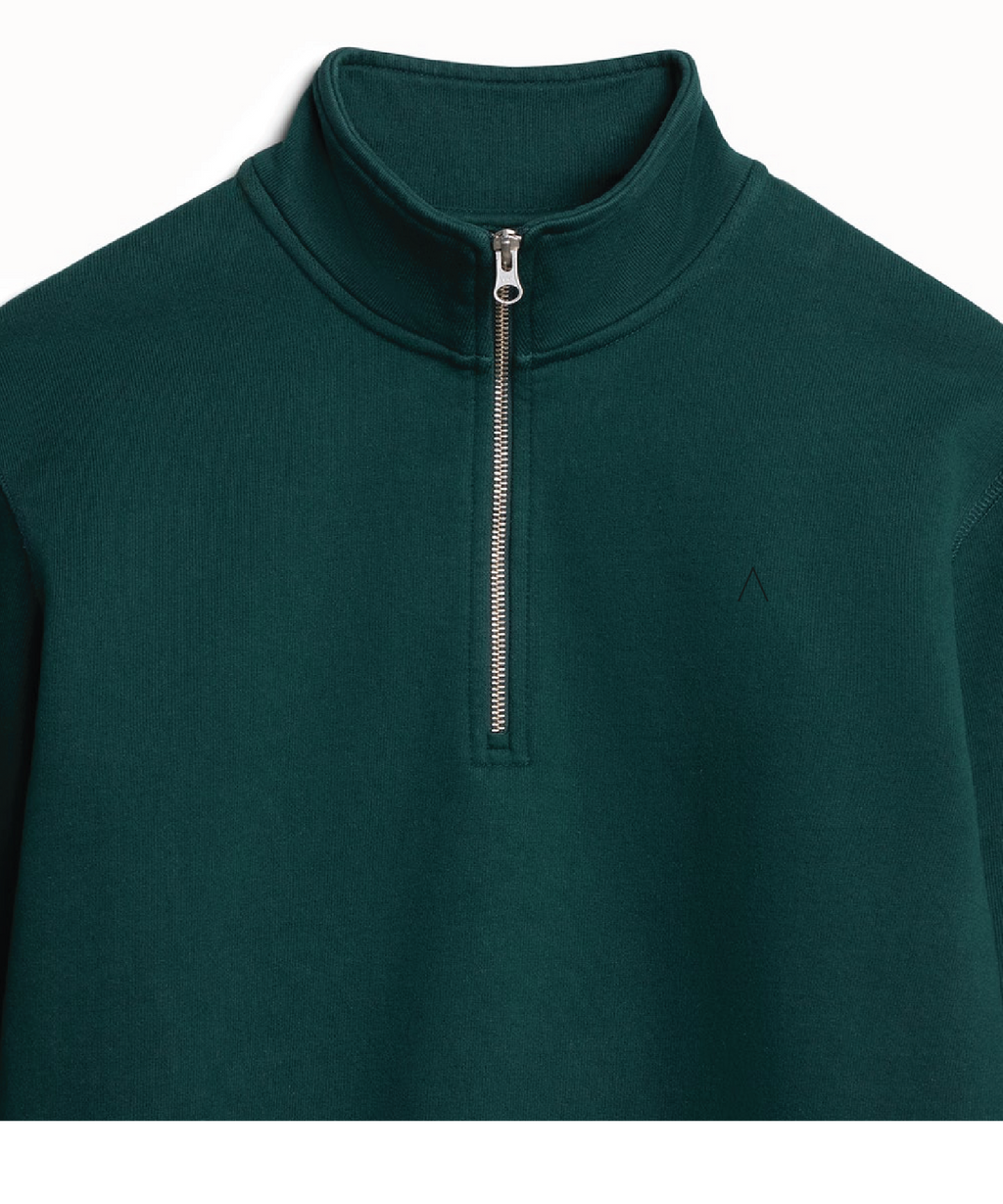 Cliffside (Pine) Heavyweight Organic French Terry Quarter Zip