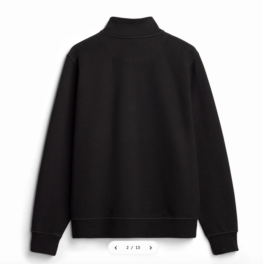 Cliffside (Black) Heavyweight Organic French Terry Quarter Zip